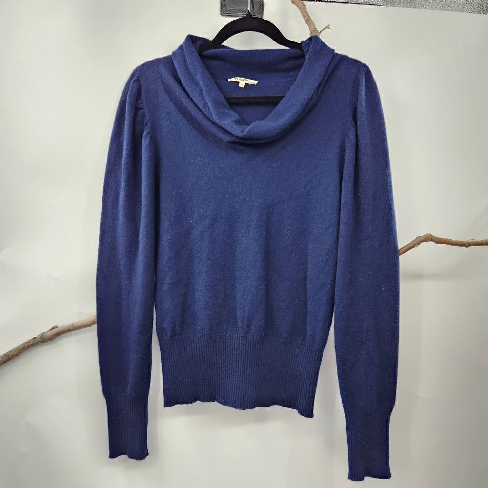 LA Made cowl neck blue cashmere sweater